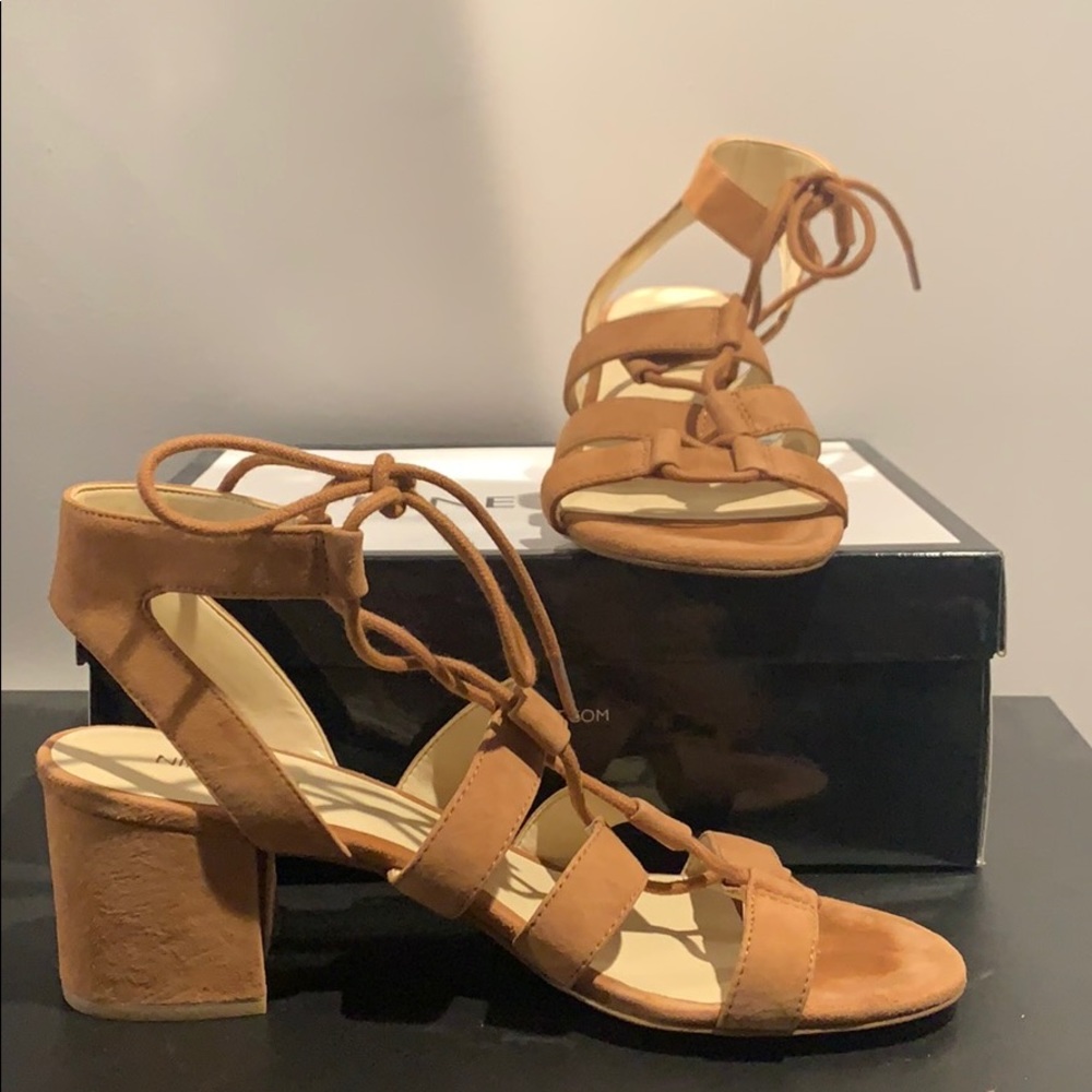 Lace up suede heel